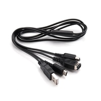 Câble de chargeur USB noir 3-en-1 de 1.2m avec blindage de tresse pour ligne de cordon de jeu de console NDSI NDSL GBA SP