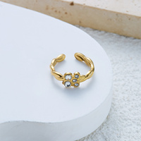 CUMAI Anneaux ouverts en acier inoxydable plaqué or 18 carats, motif goutte d'eau fumée, pour femmes, bijoux vintage tendance, cadeau, étanche, réglable