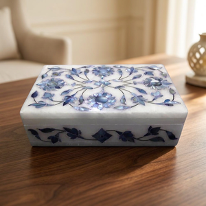 Caja de Almacenamiento de Joyas de Mármol con Diseño Floral Moderno, Forma Rectangular, Suministro Directo de Fábrica Stonecrafts International, para Venta al Por Mayor - Product Image 1