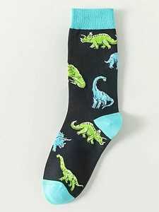 Chaussettes imprimées de dessins animés Triceratops Diplodocus pour hommes, chaussettes de <span class=keywords><strong>dinosaure</strong></span> créatives et personnalisées - Product Image 3