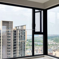 Ventanas de Aleación de Aluminio para Casas, Ventana Abatible Horizontal, Apertura Exterior, Doble Acristalamiento, Transom