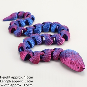 Collier de décompression unisexe pour enfants, modèle de jouet imprimé en 3D, créatif, en forme de serpent articulé, à thème animal, en PLA, emballage cadeau original - Product Image 6