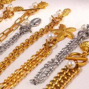 مقاوم للماء الفولاذ المقاوم للصدأ نجم البحر المحيط سلسلة مكتنزة قلادة قلادة نسيج قذيفة قلادة قلادة النساء - Product Image 5