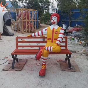 Payaso moderno de dibujos animados tamaño real Ronald McDonald estatua Banco lindo cómic fibra de vidrio resina artesanía <span class=keywords><strong>esculturas</strong></span> para exteriores - Product Image 3