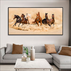 Quadro su Tela Senza Cornice con 7 Cavalli in Corsa, Stampa Digitale di Diamante per Decorazione Casa e Soggiorno - Product Image 6
