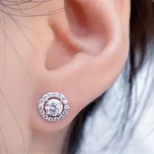 Rivenditore creato in laboratorio HPHT orecchini in oro 18 carati con diamanti per orecchini da donna
