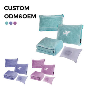 مجموعة صوف فائقة النعومة 2 في 1 بطانيات وسادة بطانية طائرة صغيرة للركبة - Product Image 1