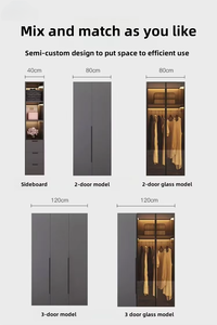 Armoire de chambre d'hôtel moderne <span class=keywords><strong>sur</strong></span> <span class=keywords><strong>mesure</strong></span>, réglable, en bois et verre brillant, pour dressing - Product Image 3
