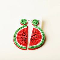 Bijoux DG, vente à chaud transfrontalière, boucles d'oreilles élégantes pour femmes en perles de riz et pierres naturelles, style estival, pastèque fraîche, personnalité