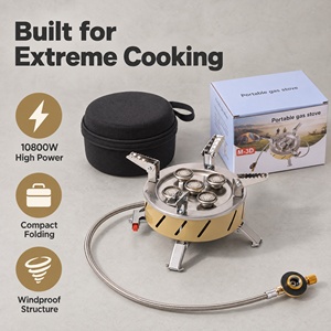 Réchaud à gaz portable 5 brûleurs <span class=keywords><strong>pour</strong></span> camping, pique-nique et randonnée – Sécurité garantie, gaz naturel - Product Image 1