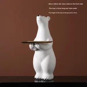 XSNX ตุ๊กตาหมีขั้วโลกขนาดใหญ่ งานศิลปะสร้างสรรค์ วาดด้วยมือ เป็นมิตรกับสิ่งแวดล้อม ทำจากเรซิ่น เหมาะสำหรับตกแต่งห้องนั่งเล่นและบ้าน - Product Image 6