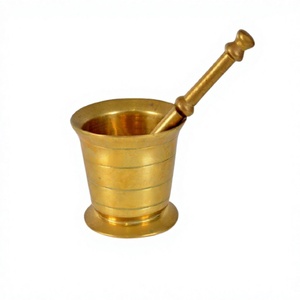 Brass Gold Plated Mortar And Pestle For Restaurant And Home Kitchenware Cooking Herb And Spice Tools Imam Dasta - Product Image 1