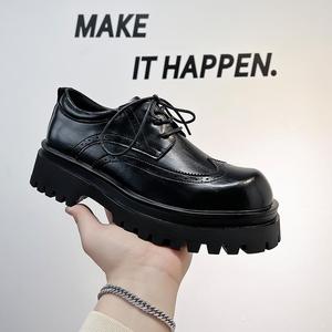 Chaussures Derby classiques noires pour hommes, à lacets, plateforme, semelle épaisse, robustes, antidérapantes, pour le travail et les activités de plein air - Product Image 5