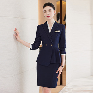 Professional Women's Suit Set Autumn Office Lady Three Quarter Sleeve Polyester Anti-Wrinkle Work Uniform - Product Image 4