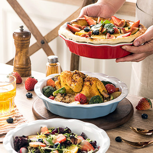 Plat à pâtisserie en céramique de style nordique, plat rond pour <span class=keywords><strong>tarte</strong></span> aux fleurs, <span class=keywords><strong>moule</strong></span> à gâteau, assiette à fruits, assiette à dîner - Product Image 2