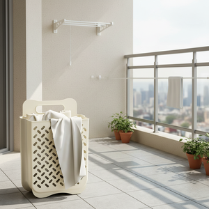 سلة ملابس بلاستيكية قابلة للطي وتثبت على الحائط لتوفير المساحة - QYWX QY27 للحمام وصالة الألعاب الرياضية - Product Image 3