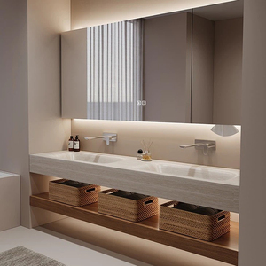 Mobili Bagno Moderni con Lavabo e Specchio, Set <span class=keywords><strong>Sanitario</strong></span>, Mobile Bagno Sospeso - Product Image 2