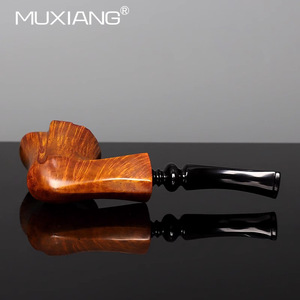 Muxiang Wooden Tobacco Pipe Bent Type Light Glossy Finish For Men Smoking - Product Image 3