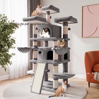 Dropshipping Chine Modèle 188 Arbre à chat et lit intégrés, conception en tour, pour chats de grande taille, style épuré, en panneau de particules