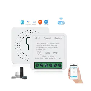 Aplikasi kehidupan pintar nirkabel kontrol nirkabel 16A 2Way modul pemecah pintar Tuya WiFi sakelar pintar Mini mendukung Alexa Google rumah Meizu Alice