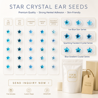 Patch auriculaire décoratif en strass bleu étoilé, autocollant de graines de pression auriculaire pour la santé
