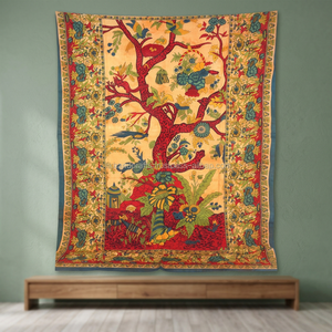 Superbe tapisserie murale décorative hippie rouge avec motif Mandala Arbre de Vie - Product Image 4