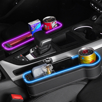 Boîte de rangement pour siège de voiture LED de haute qualité, organisateur pour l'espace entre les sièges, lumières USB, matériau PVC, ajustement universel, installation facile sur le côté du siège