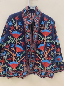 Veste d'hiver vintage en velours bohème brodée Suzani, en coton respirant, motif animalier, fabricant exportateur OEM Inde - Product Image 6