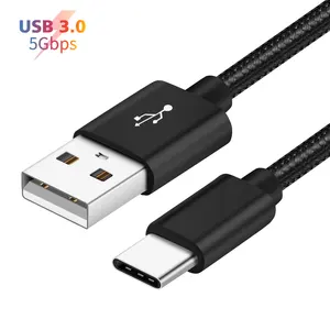 Nylon Braided Cable Usb Tipo C 3A Fast Charging Type C usb type c 3.0 usb data cable