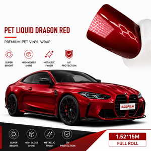 Rouleau de Vinyle Adhésif pour Voiture Rouge Brillant 1,52x18m en PET, Épaisseur 7,5 Mil, Résistant aux Rayures, Film de Recouvrement pour Voiture, Vente en Gros Usine - Product Image 1