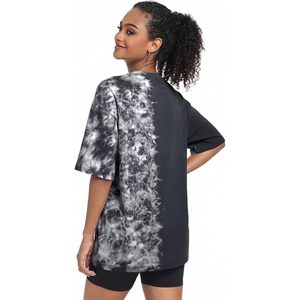T-shirt surdimensionné tie-dye pour femmes grandes tailles, en coton, manches courtes, col rond, haut décontracté - Product Image 3
