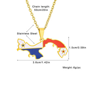 สร้อยคอแผนที่ปานามาสแตนเลสสีเคลือบน้ำมันหยดเครื่องประดับจี้เหล็กไทเทเนียมสร้อยคอแผนที่ประเทศแฟชั่น - Product Image 2