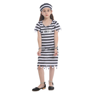 DX-G002006 Hot Selling Gril <strong>Clothes</strong> Prisoner Costumes Kids Halloween Cosplay Costumes - Product Image 1