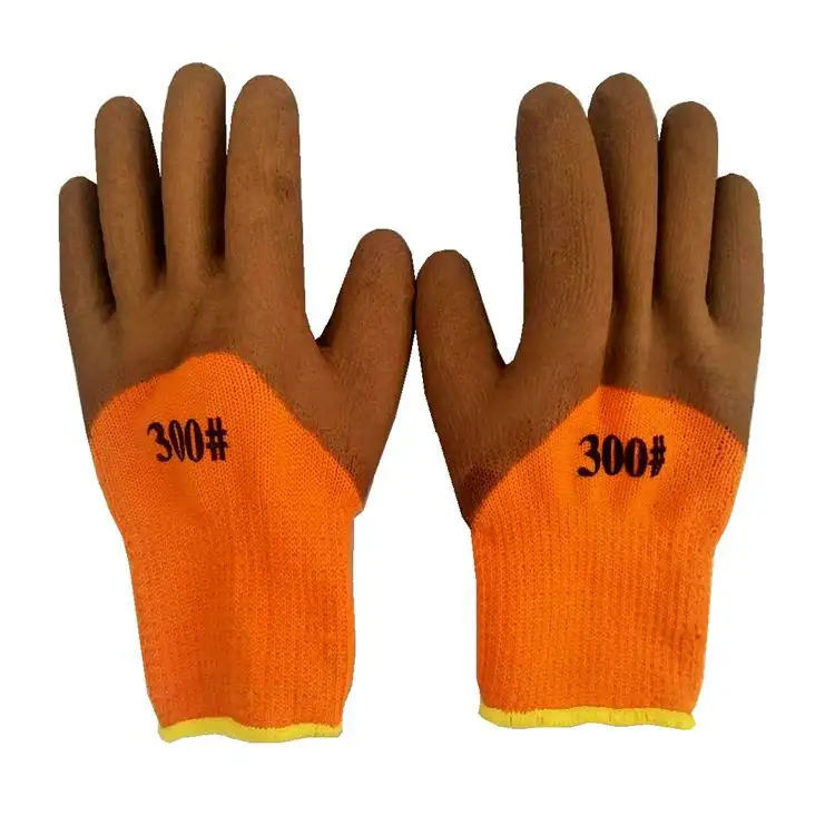 Winter Warmth Dipped Nitrile Velvet Latex Foam Terry Non-Slip Wear-Resistant Safety Work Gloves