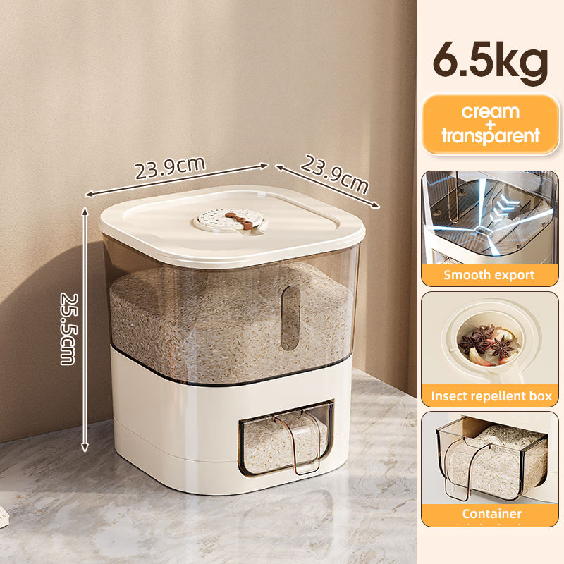 Crème + Transparent, capacité de 6,5 kg de riz