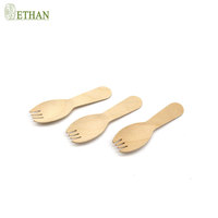 92mm bouleau couverts jetables respectueux de l'environnement denté multi-usages cuillère et fourchette en bois