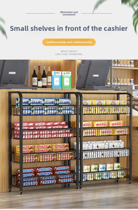 Estante de supermercado de un solo lado con ruedas Estantes de góndola metálicos Soporte de exhibición para tienda de negocios y exhibición - Product Image 2