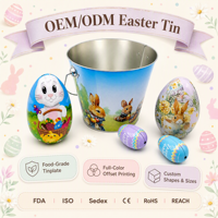 Boîte en étain personnalisée pour œufs de Pâques, seau décoratif Lapin de Pâques pour la chasse aux œufs de Pâques, conteneur en étain