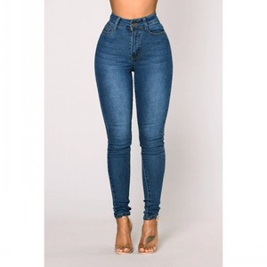 Pantalon en <span class=keywords><strong>jean</strong></span> taille haute pour femmes Streetwear sexy <span class=keywords><strong>Jean</strong></span> en denim skinny pour femmes Pantalon bleu skinny - Product Image 2