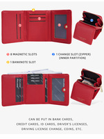 Dompet Tipis Fashion Baellerry Baru untuk Wanita, Dompet Pendek Kulit PU dengan Resleting untuk Koin, Dilengkapi Jendela ID/Foto dan Tempat Kartu