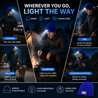 Berretto LED con 5 Luci, Cappello Invernale in Acrilico Lavorato a Maglia con Lampada Frontale Integrata, Unisex, Caldo, per Campeggio, Corsa, Passeggiate e Sport all'Aperto