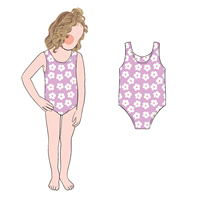 Maillot de bain une pièce sans manches à motif floral pour filles, idéal pour l'été et les vacances à la plage - Vente en gros Little Glow Kid