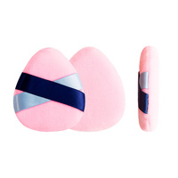 Éponge de maquillage en PU rose réversible en coton pour fond de teint liquide avec rubans – Outils cosmétiques