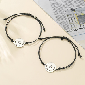 Sun And Moon <b>Couple</b> <b>Bracelets</b> Stainless Steel Braided Unisex Gift Jewelry For Valentine's Day - Product Image 3
