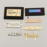 Vente directe d'usine, étiquettes de vêtements en métal écologiques bon marché, logo personnalisé en relief 3D, découpe au laser, impression