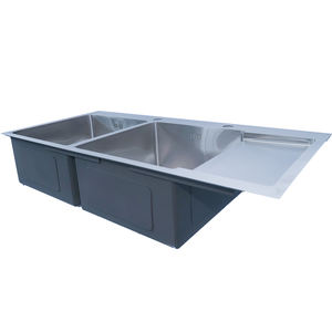 Égouttoir d'évier de cuisine à bol unique en acier inoxydable 304 fait à la main et conception à 2 trous - Product Image 5