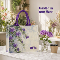 Sac fourre-tout laminé imprimé floral en couleur, durable et réutilisable, avec logo personnalisé pour la promotion et les magasins de détail
