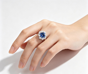 Bague en argent 925 avec zircon de laboratoire serti à griffes, couleur bleu pâle, bijoux de luxe haut de gamme pour femmes, cadeau unique - Product Image 4