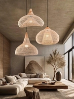 Lampe suspendue en rotin de style japonais, luminaire créatif et unique en rotin, esthétique en bois naturel, adapté aux chambres à coucher