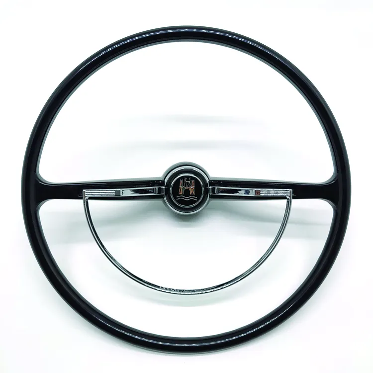 عجلة قيادة كلاسيكية من الكروم باللون الأسود مقاس 15 بوصة 400 مم لسيارات فولكس فاجن بيتل 62-71 موديلات 1962-1971 وفولكس فاجن باج كارمان غيا من النوع 3